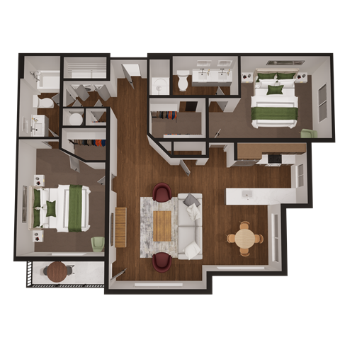 a floor plan of a 3 bedroom apartment